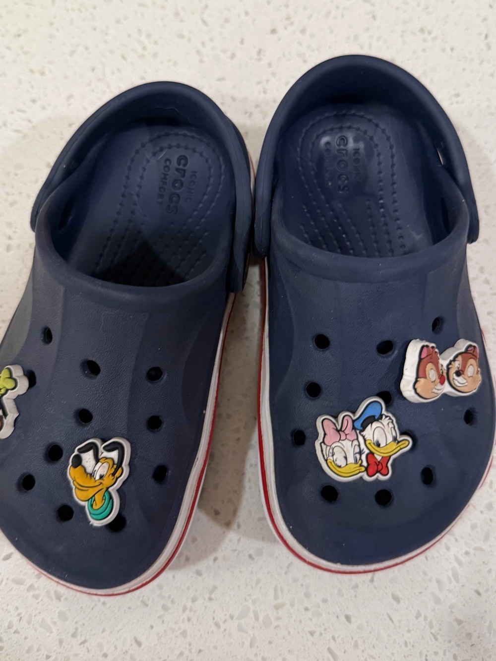 CROCS Navy Kids Clogs with Disney Character Charms